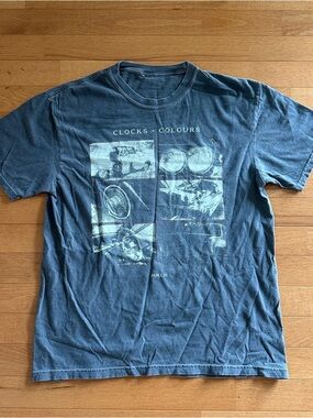 Clocks + Colours Washed Faded Black Graphic Short-Sleeve Tee